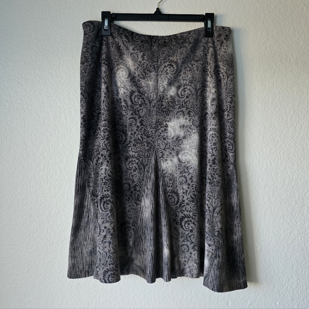 TRIBAL Brand Black & Gray Paisley A-Line Midi Skirt